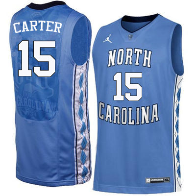 Men North Carolina Tar Heels #15 Vince Carter College Basketball Jerseys Sale-Blue